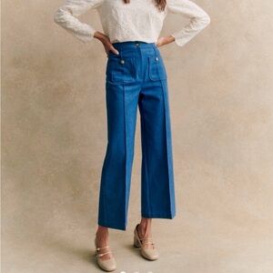 Sezane Emilio Trousers Denim Blue - Size 4